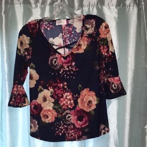 Half sleeve dark floral print shirt!